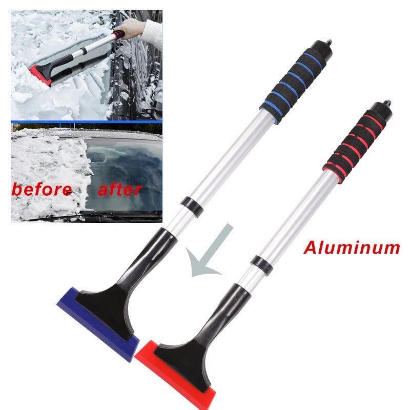 Extendable snow brush and ice scraper with telescopic aluminum handle