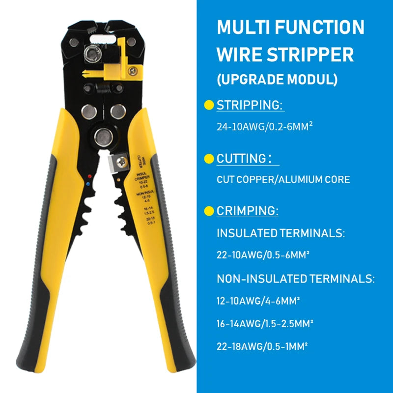 Self-Adjusting Wire Stripper, Crimper and Cutter - 10-24 AWG
