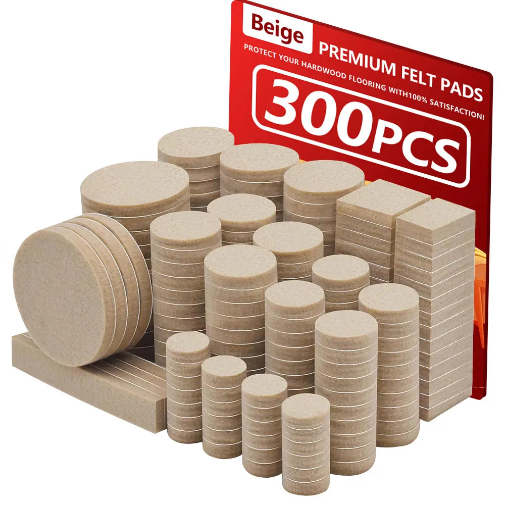 Felt Furniture Pads — 300-Piece Value Pack (Various Sizes)