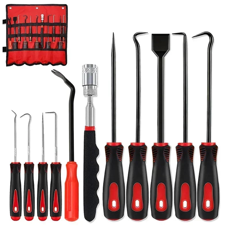 Pick & Hook Set, 11-Piece — Mini & Long Picks, Hooks and Scraper with Roll Pouch