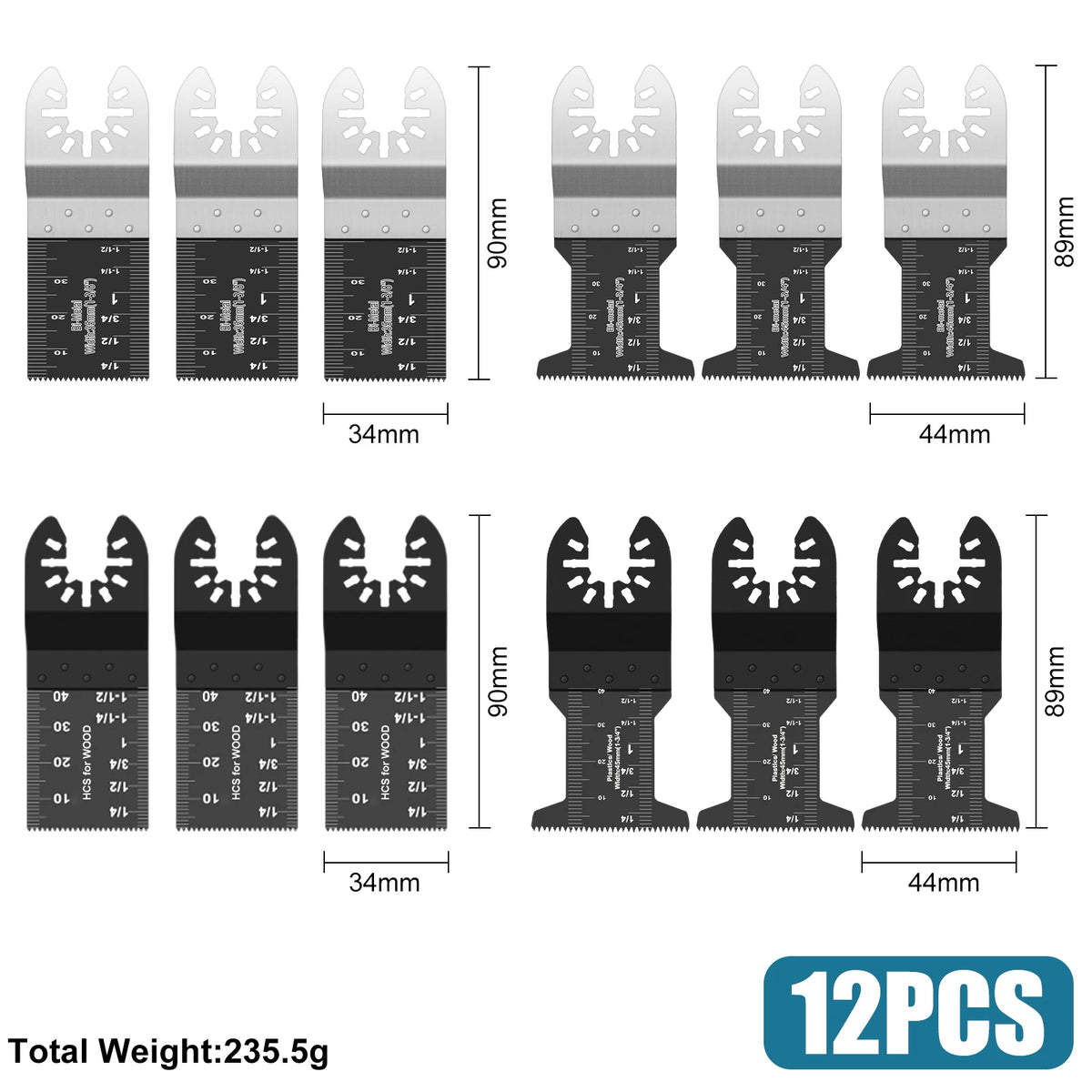 Oscillating Multi-Tool Blade Set — 50 & 63 Piece Kits for Wood, Metal & Plastic