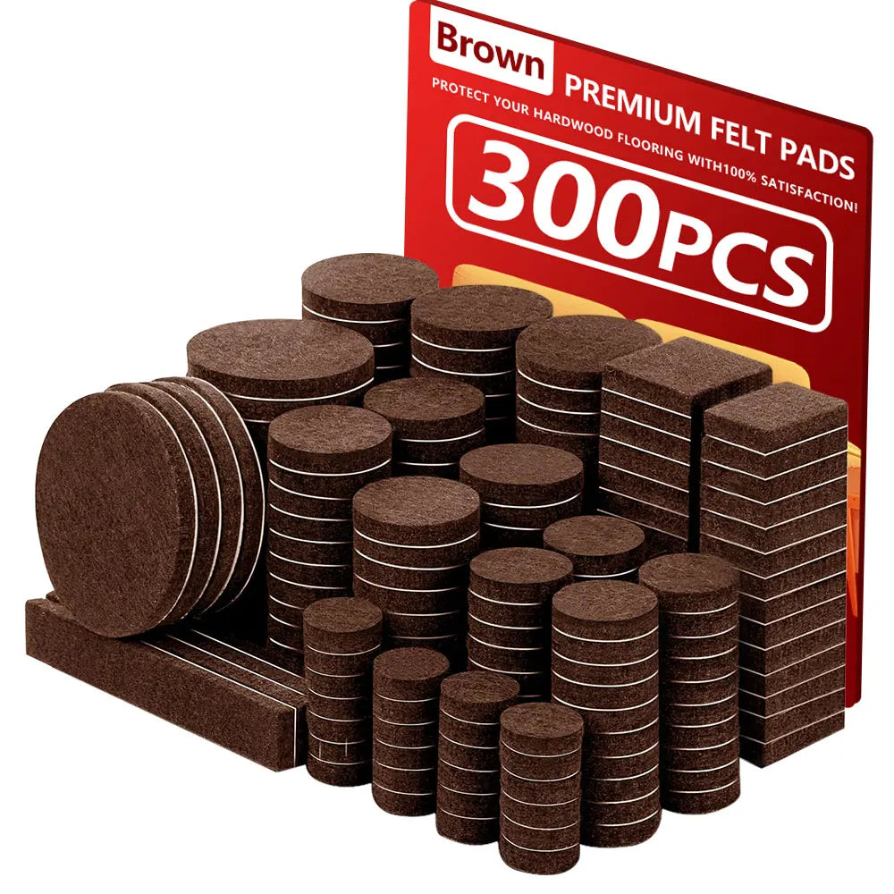 Felt Furniture Pads — 300-Piece Value Pack (Various Sizes)