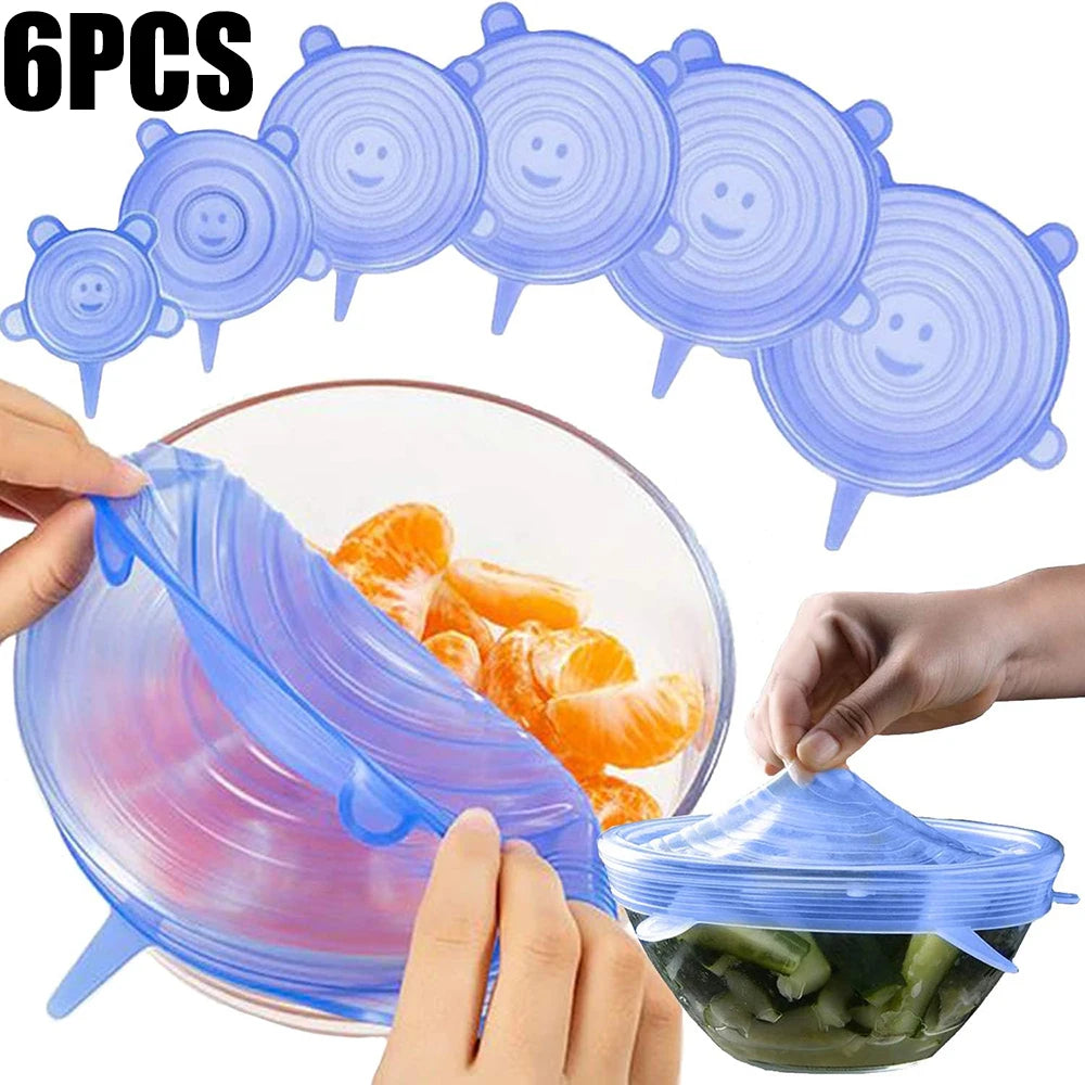 Silicone Stretch Lids — 6-Piece Set (Reusable Food Covers)