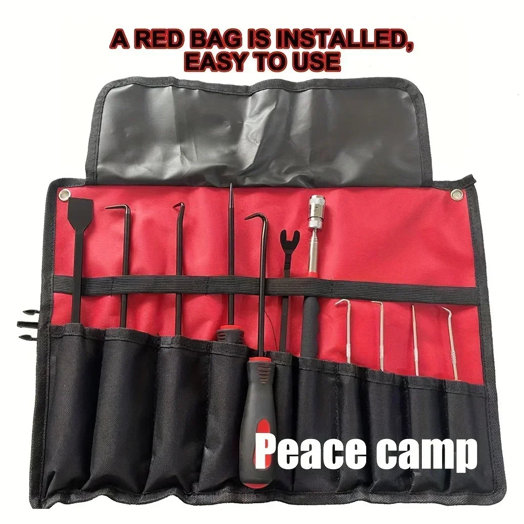 Pick & Hook Set, 11-Piece — Mini & Long Picks, Hooks and Scraper with Roll Pouch