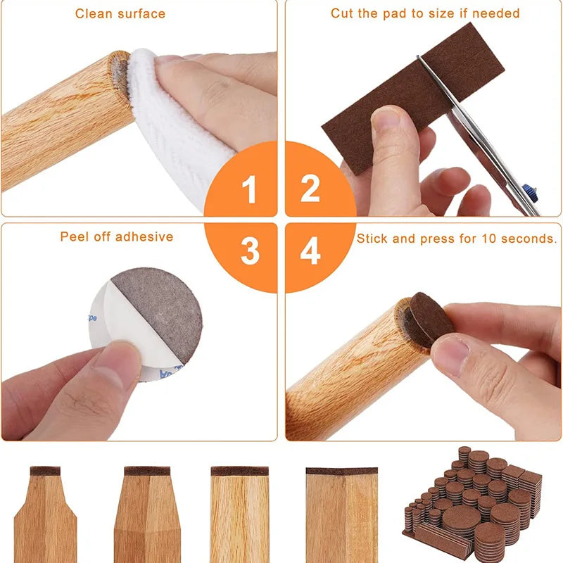 Felt Furniture Pads — 300-Piece Value Pack (Various Sizes)