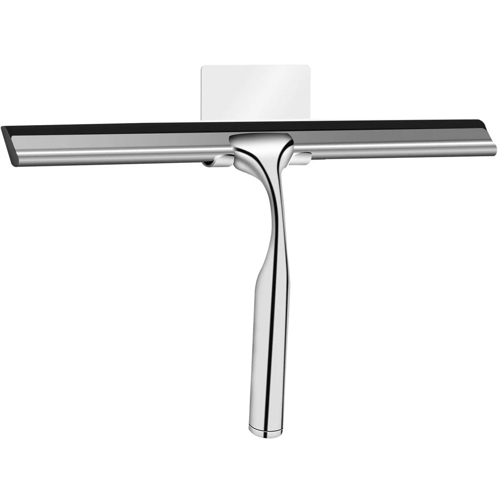 Shower Squeegee, 10-Inch — Stainless Steel with Silicone Blade & Adhesive Storage Hook