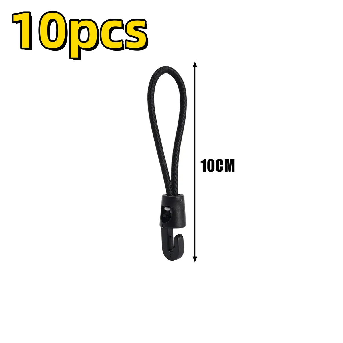 Mini Bungee Cords with Hooks — 10-Pack (10cm)