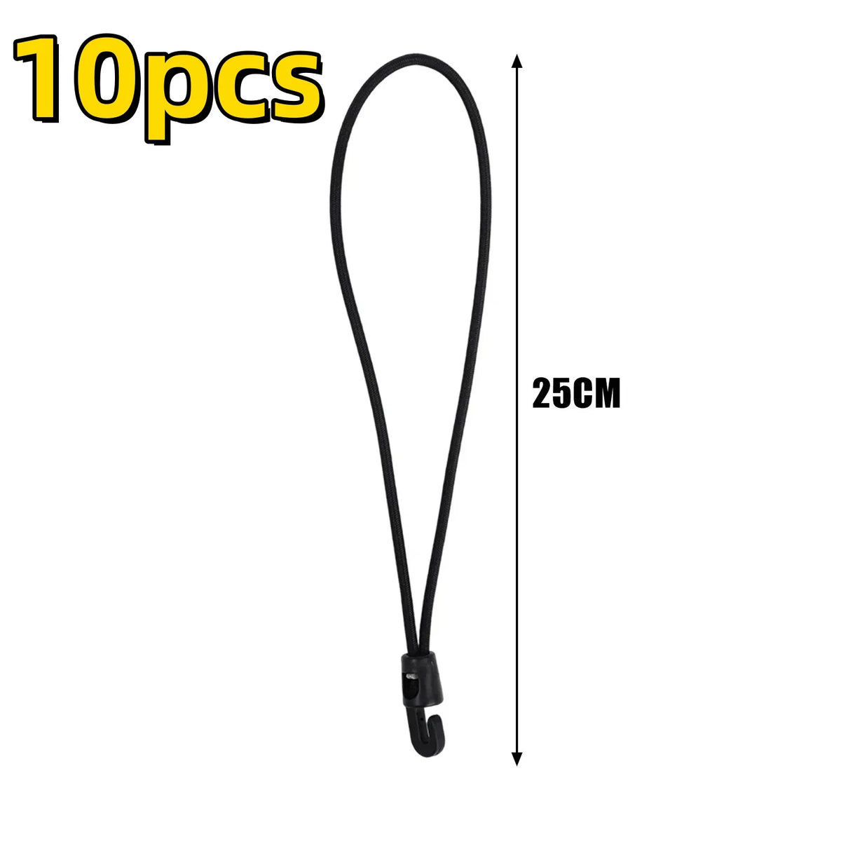 Mini Bungee Cords with Hooks — 10-Pack (10cm)