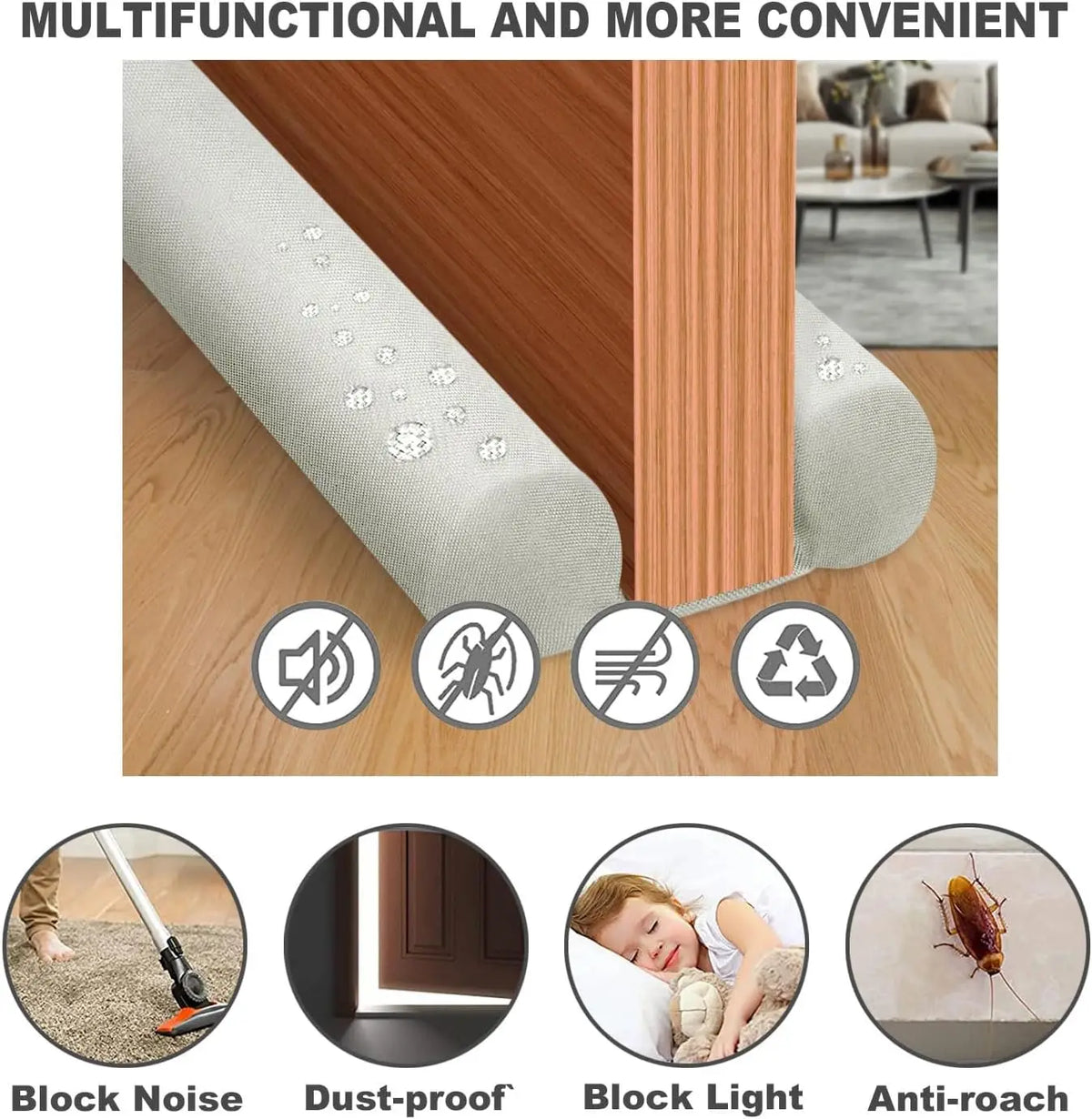 Under-Door Draft Stopper — Cut-to-Fit Foam Seal (1 Roll)