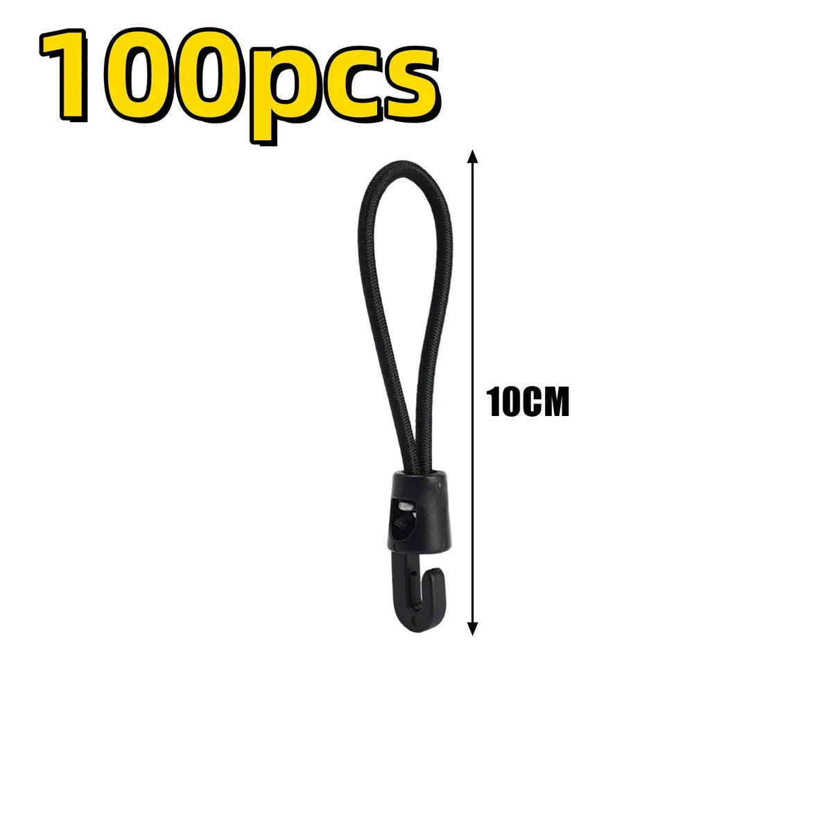 Mini Bungee Cords with Hooks — 10-Pack (10cm)