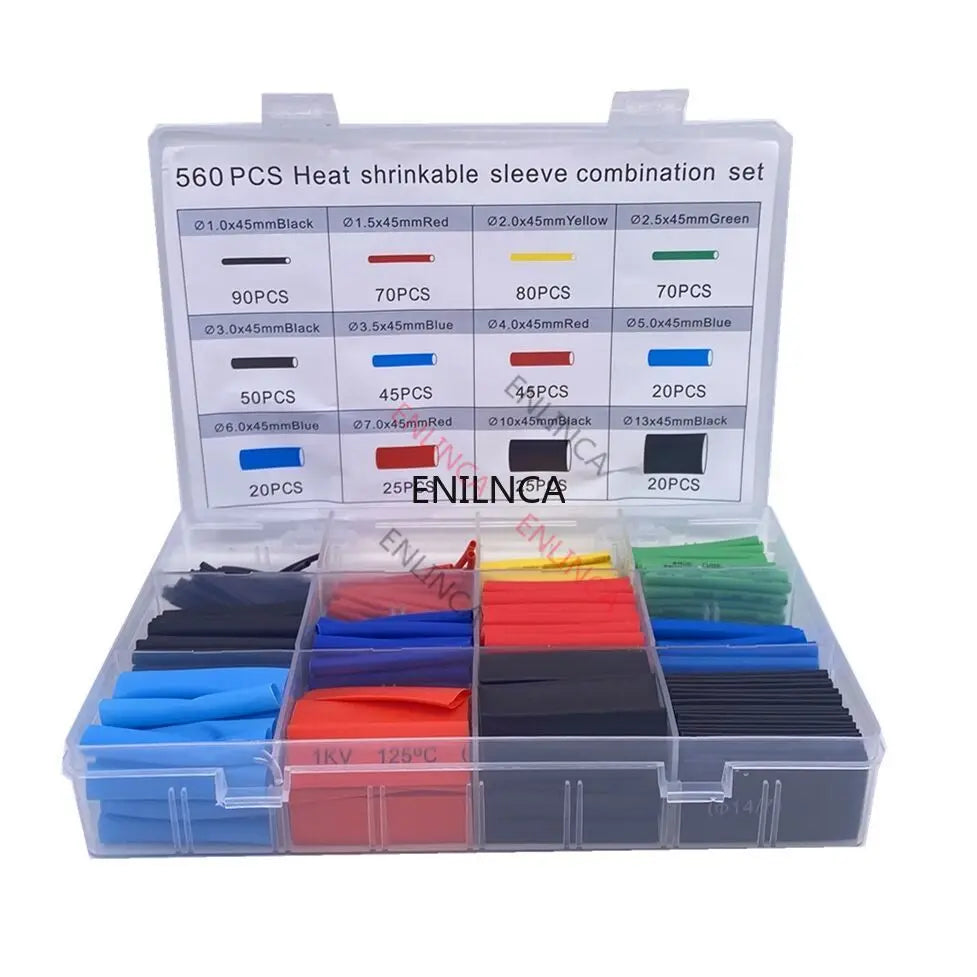 Heat Shrink Tubing Kit — 2:1 Ratio, Assorted Sizes for Wire Insulation & Repair