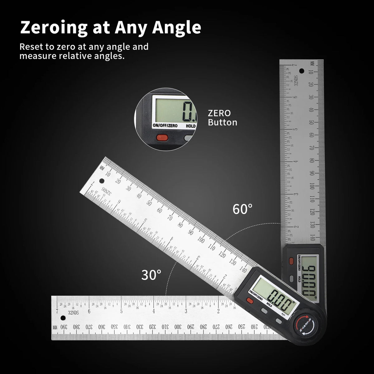 Digital Angle Finder Ruler 7 Inch/200 mm Stainless Steel with Case, Digital Protractor Angle Finder for Woodworking Measurement