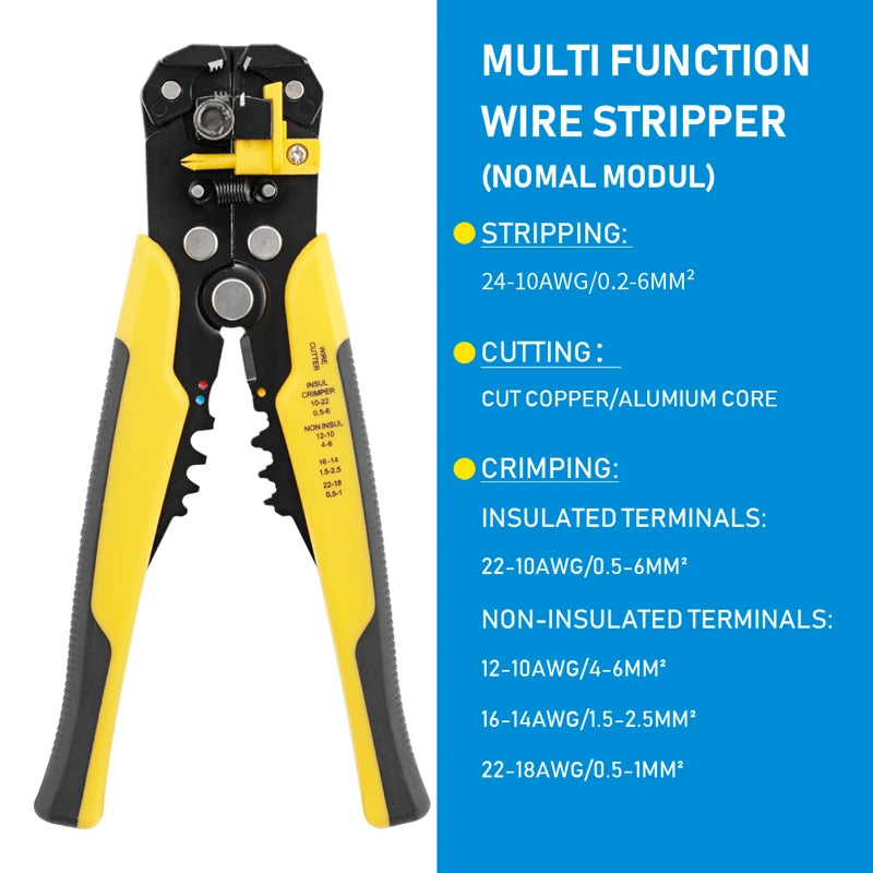 Self-Adjusting Wire Stripper, Crimper and Cutter - 10-24 AWG