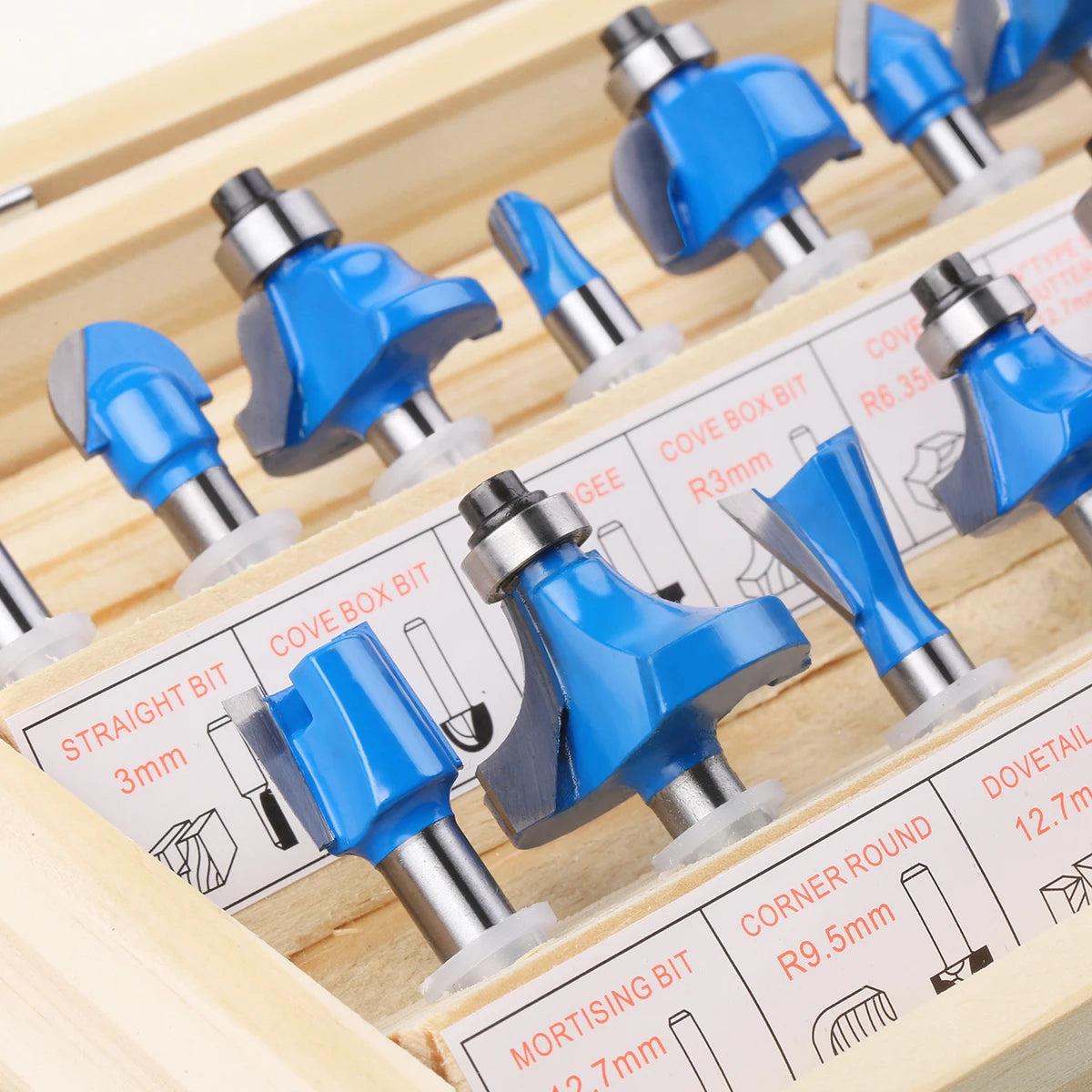 15-Piece Router Bit Set - 1/4" Shank Tungsten Carbide Router Bits with Wooden Storage Case for Woodworking