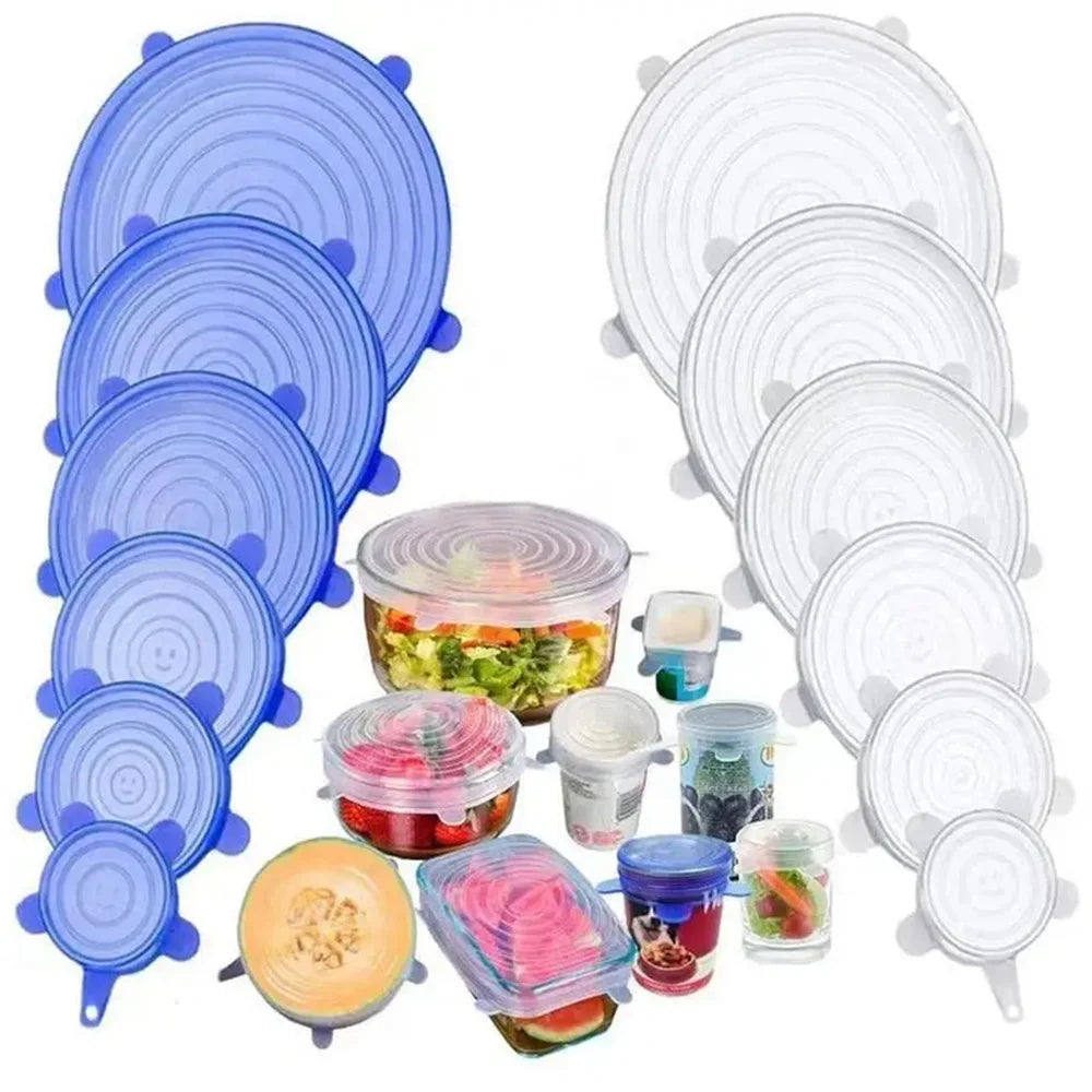 Silicone Stretch Lids — 6-Piece Set (Reusable Food Covers)
