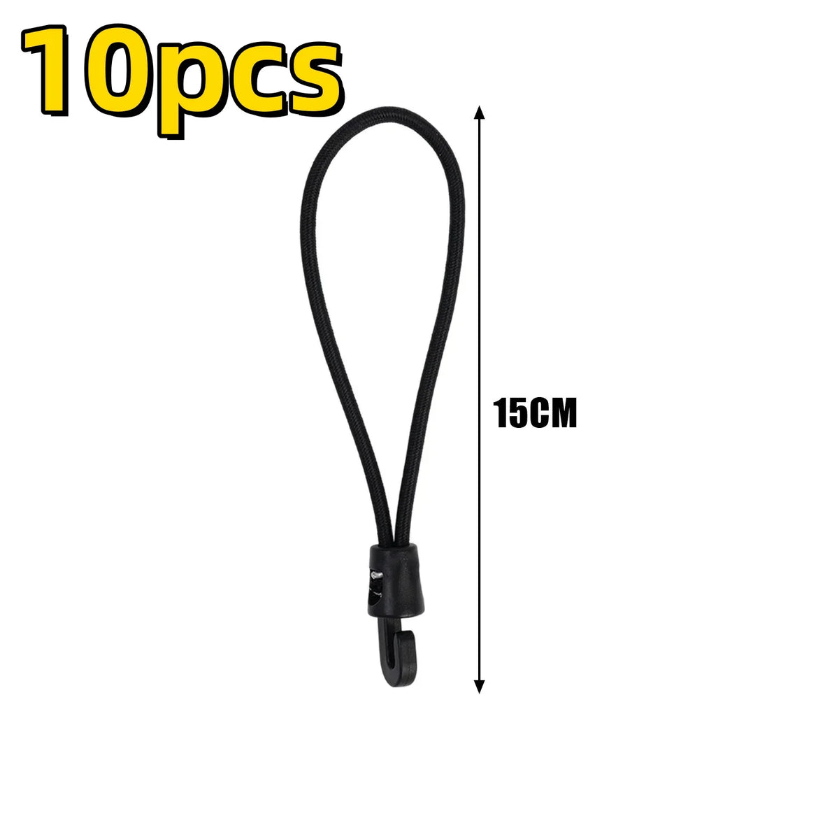Mini Bungee Cords with Hooks — 10-Pack (10cm)