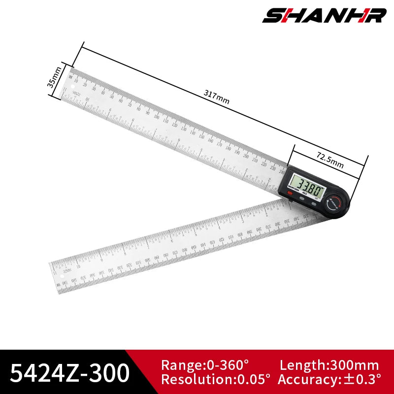 Digital Angle Finder Ruler 7 Inch/200 mm Stainless Steel with Case, Digital Protractor Angle Finder for Woodworking Measurement