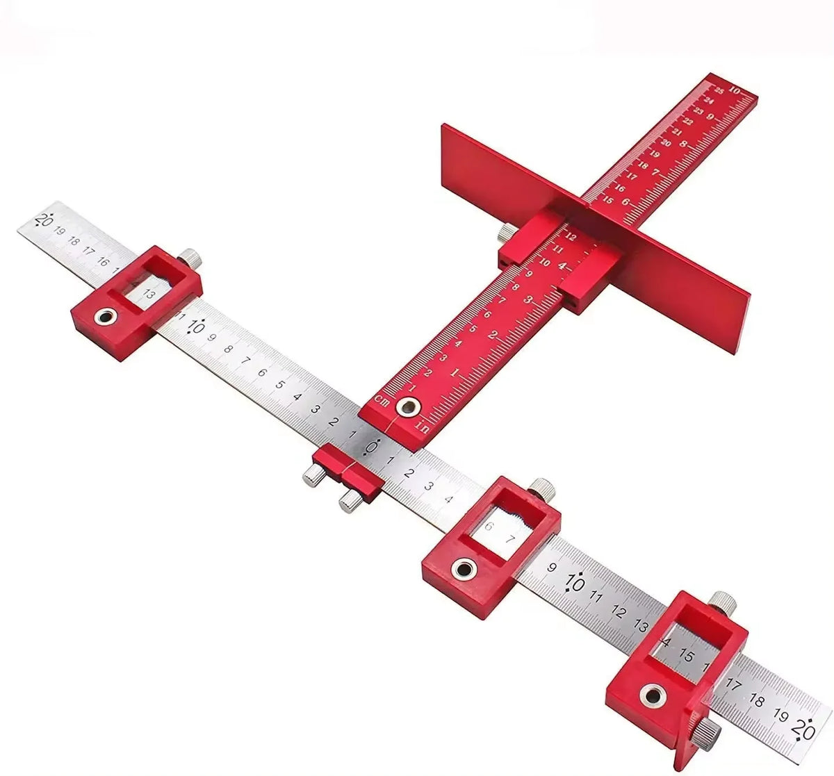 Cabinet Hardware Jig — Aluminum Adjustable Drill Guide for Drawer Pulls & Door Knobs