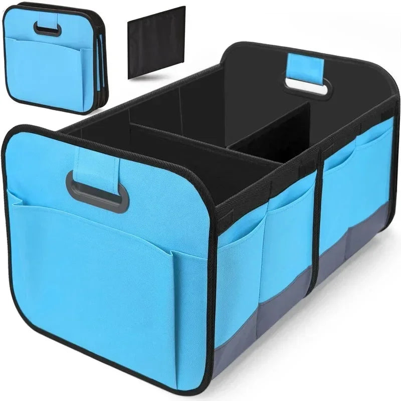 Collapsible 600D Oxford Car Trunk Organizer with Reinforced Handles & Multi-Compartments. Fits All Cars, SUVs, Vans.