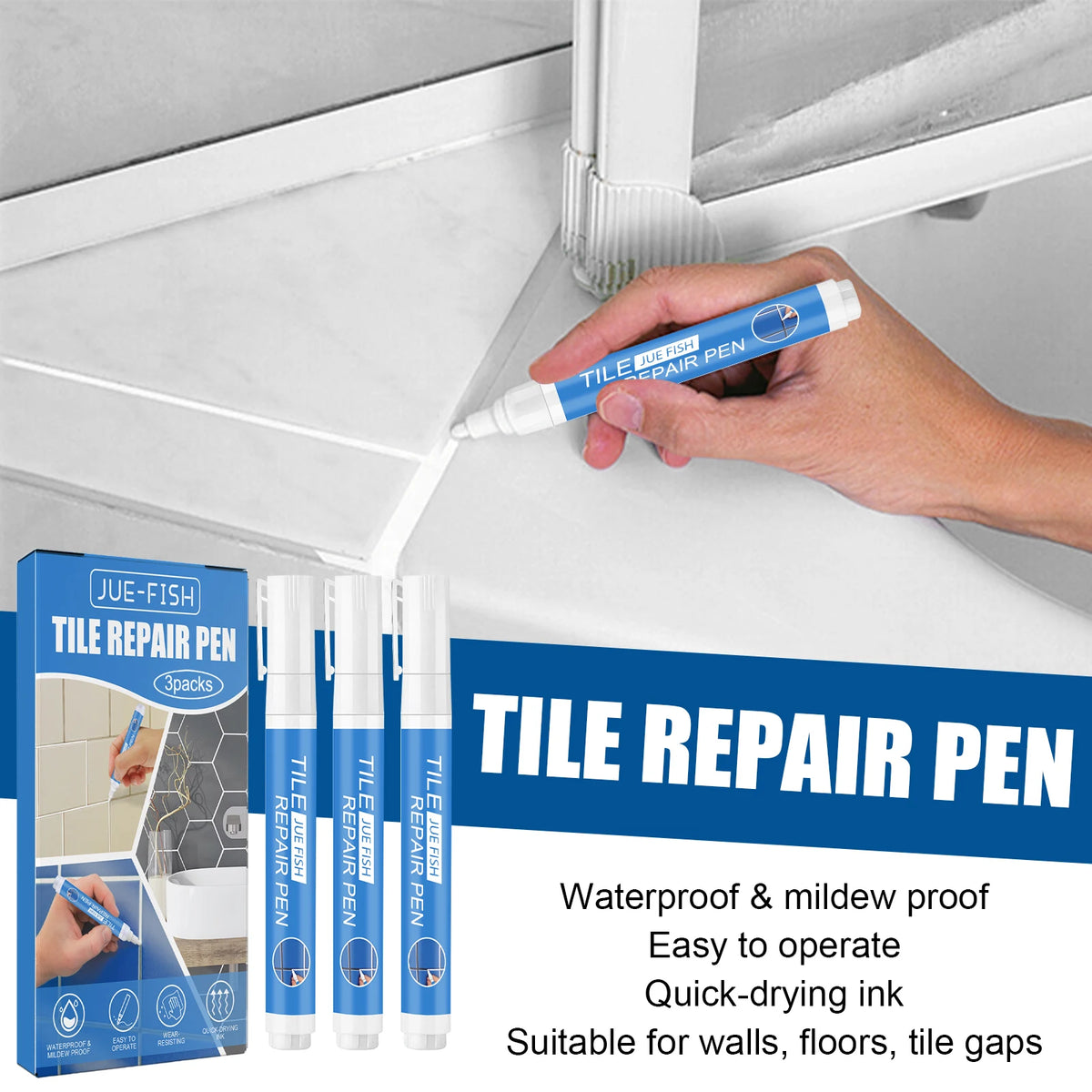 Grout Pen — White Tile Grout Refresh, 3-Pack