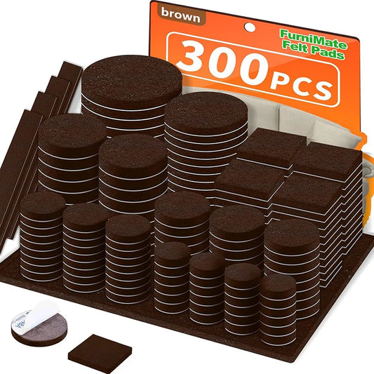 Felt Furniture Pads — 300-Piece Value Pack (Various Sizes)
