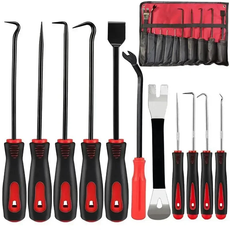 Pick & Hook Set, 11-Piece — Mini & Long Picks, Hooks and Scraper with Roll Pouch