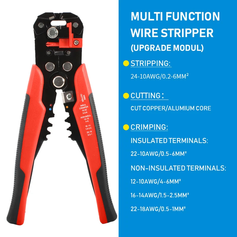Self-Adjusting Wire Stripper, Crimper and Cutter - 10-24 AWG
