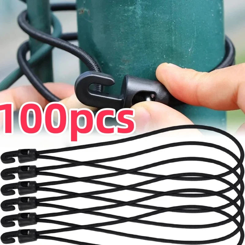 Mini Bungee Cords with Hooks — 10-Pack (10cm)