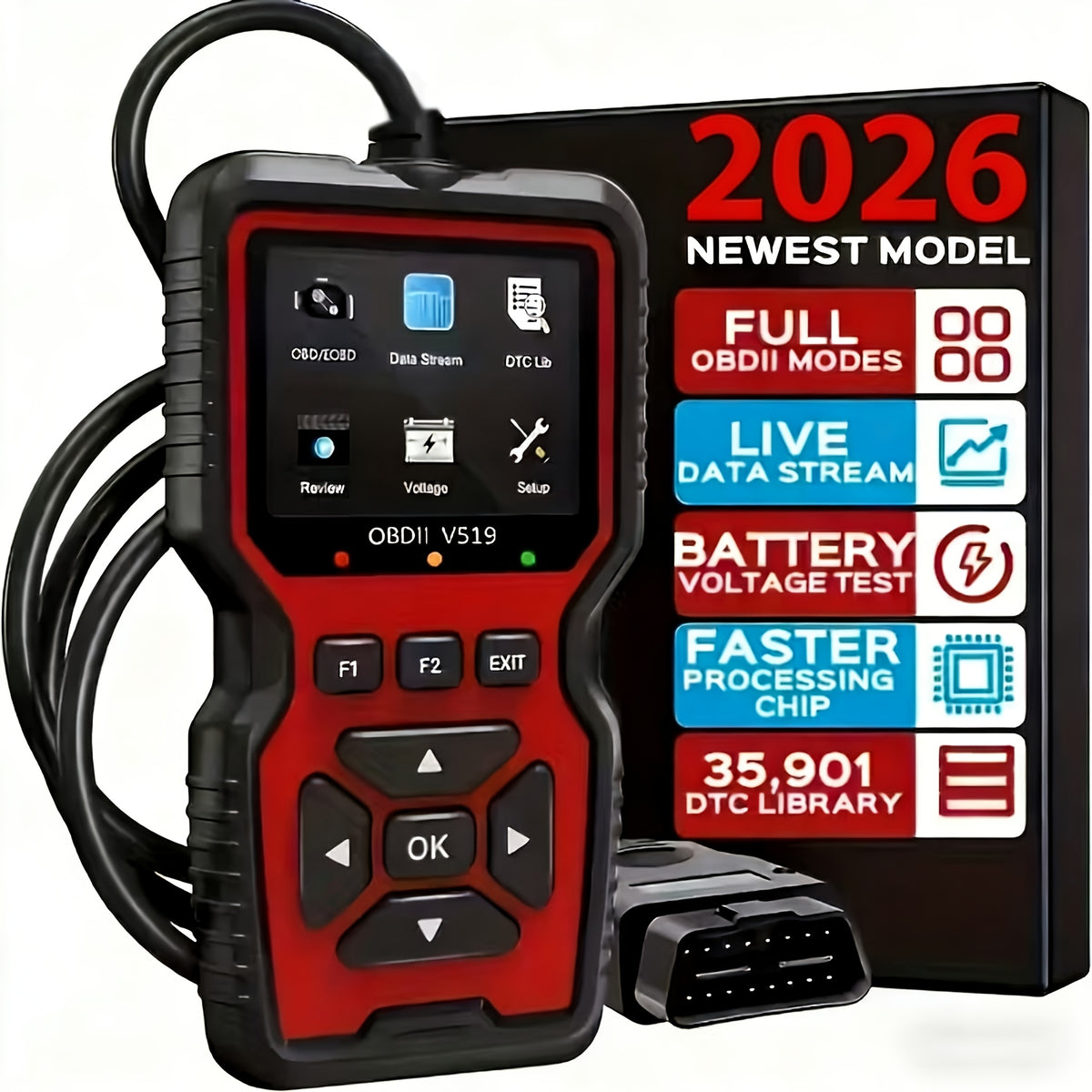 V519 OBD2 scanner diagnostic code reader with retail box