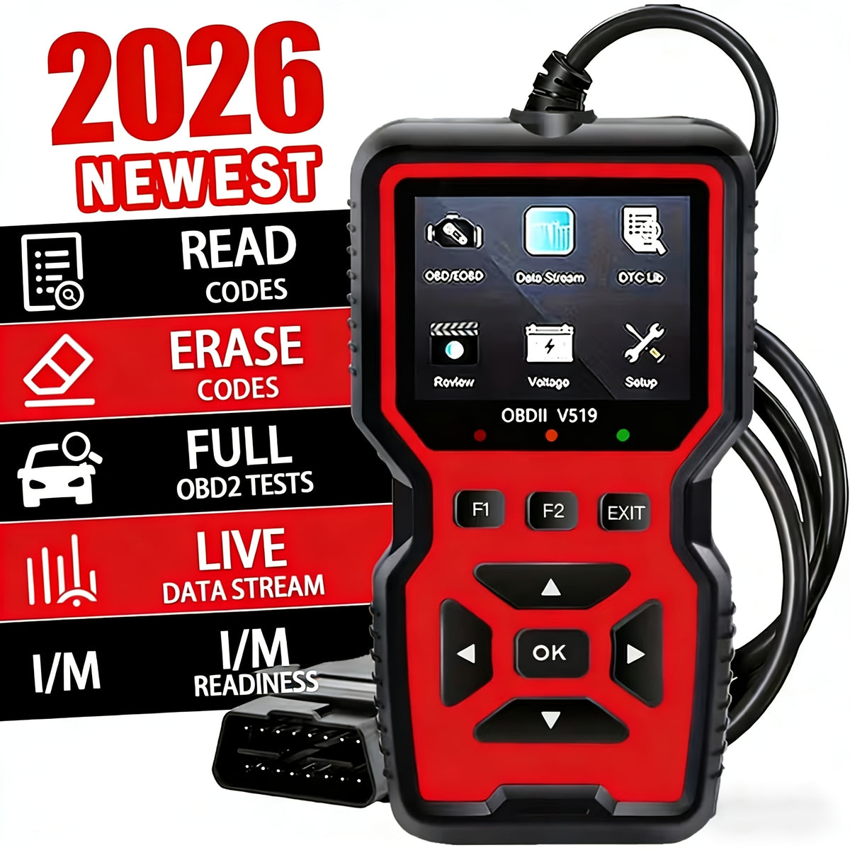 Red V519 OBD2 car scanner handheld code reader